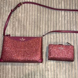 Kate Spade ♠️ Maroon Sparkle Purse & Wallet Set